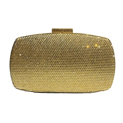 Abendtasche mit glitzernden Strasssteinen für Damen, formelle Party, Kristall-Diamant-Tasche, Hochzeit, Cocktail, Handtasche mit Kette, gold von Shntig