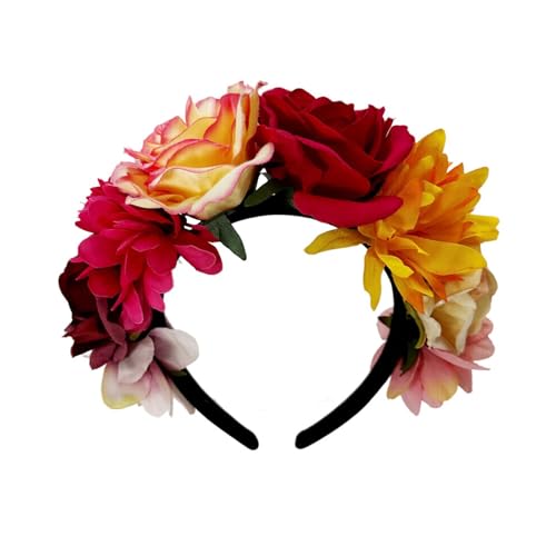 Buntes Rosen-Stirnband für Musikfestival, künstlicher Blumenkranz, Haarreif, Hochzeit, Braut, Verkleidungszubehör von Shntig