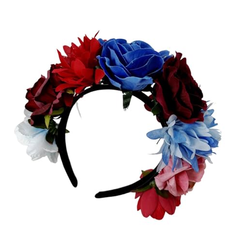 Buntes Rosen-Stirnband für Musikfestival, künstlicher Blumenkranz, Haarreif, Hochzeit, Braut, Verkleidungszubehör von Shntig