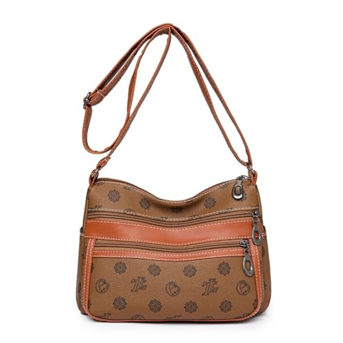 Crossbody-Taschen für Damen, Umhängetasche, Taschenbücher, mehrere Taschen, Schultertasche, PU-Leder, Schultertasche, Handtasche, Gelbbraun von Shntig