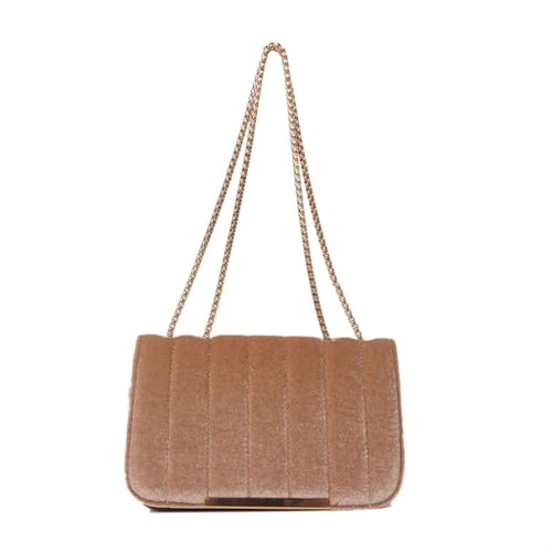 Damen-Clutches mit Kettenriemen, Umhängetasche, lässige Kuriertasche, einfache Umhängetasche, kleine quadratische Tasche für Party, Hochzeit, khaki von Shntig