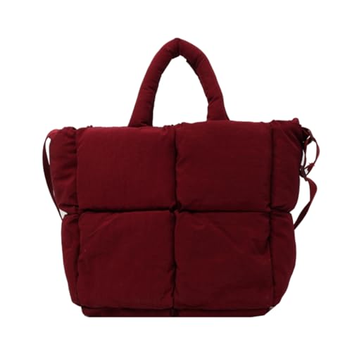 Damen Gesteppte Schultertasche Crossbody Geldbörse Leichte und funktionelle Handtasche Casual Puffer Bag für den täglichen Gebrauch, burgunderfarben von Shntig
