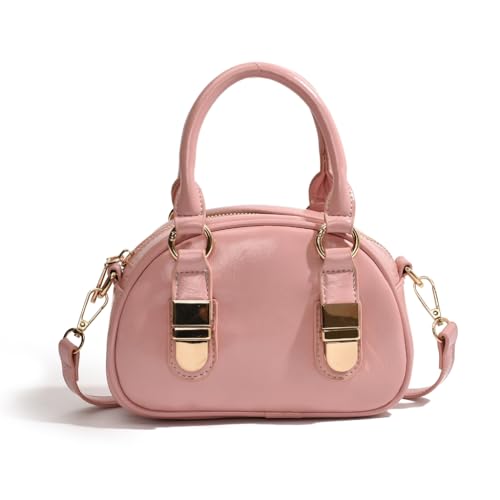 Damen-Handtasche, PU-Leder, Kuriertasche, koreanischer Stil, Umhängetasche, Bowlingtasche, einfache Muscheltasche, rose von Shntig