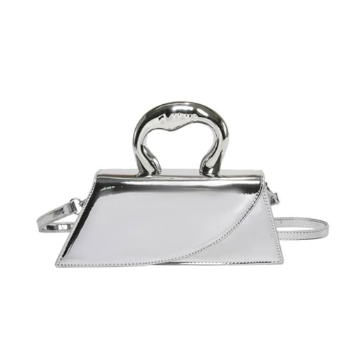 Damen-Handtasche, einfarbig, Kuriertasche, PU-Leder, Schultertasche, Clutch, silber von Shntig