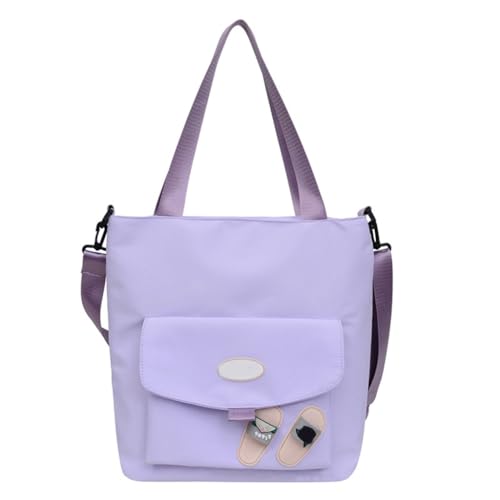 Damen-Handtasche mit großem Fassungsvermögen, lässige Umhängetasche, einfache Kuriertasche, Schüler, Schultasche für den täglichen Gebrauch, violett von Shntig