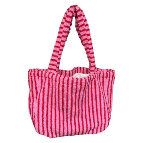 Damen-Plüsch-Umhängetasche, Schüler-Schultasche, modische Tasche, Tragegriff oben, Handtasche, Mädchen, große Kapazität, Einkaufstasche, rose von Shntig