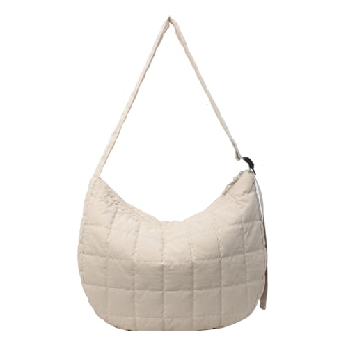 Damen Quilting Schultertasche Große Kapazität Crossbody Bag Modische Wolke Tasche Kariert Baumwolle Handtasche Einkaufstasche, beige von Shntig
