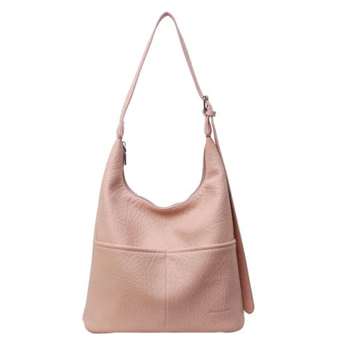 Damen-Schultertasche, Unterarmtasche, PU-Leder, einfarbig, großes Fassungsvermögen, rose von Shntig