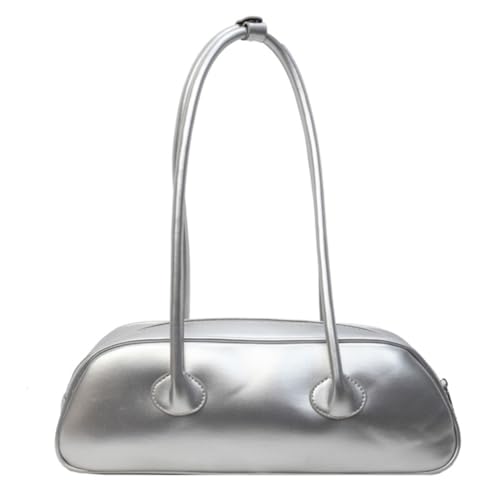 Damen-Schultertasche, weiches PU-Leder, einfache Clutch, französischer Stil, Achseltasche, Einkaufstasche, Dating-Tasche für den täglichen Gebrauch, silber von Shntig