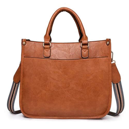 Damen-Schultertasche aus PU-Leder, modische Damen-Handtasche, moderne und praktische Tasche, geräumig, leicht zu reinigen, für den täglichen Gebrauch, braun von Shntig