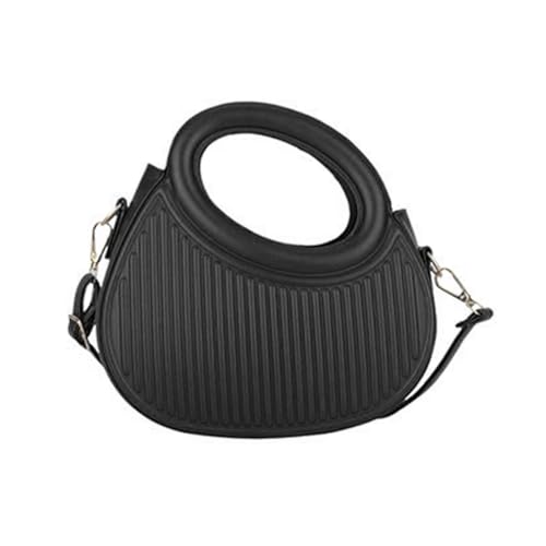 Damen-Umhängetasche, PU-Leder, Halbmondtasche, einfarbig, Crossbody-Tasche, großes Fassungsvermögen, lässige Kuriertasche für Mädchen, Schwarz von Shntig