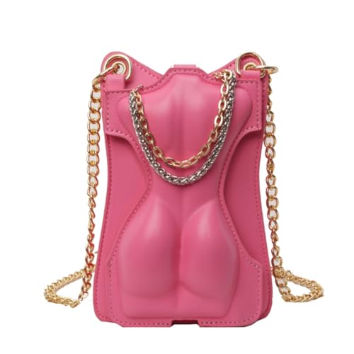 Damen-Umhängetasche, PU-Leder, kleine Umhängetasche, Hot Girl-Stil, Kuriertasche, hot pink von Shntig