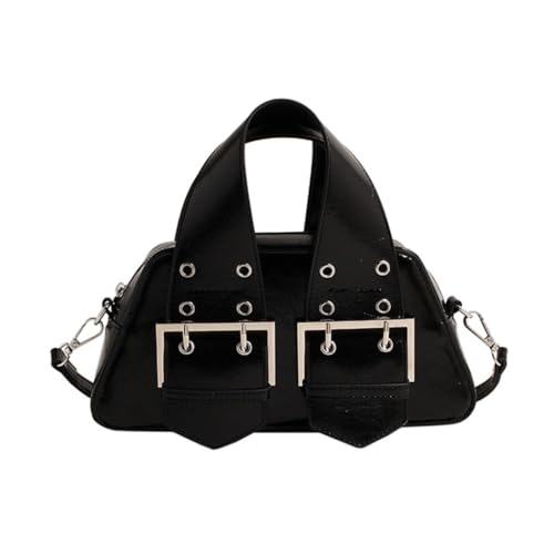 Damen-Umhängetasche, modisch, Nieten, Umhängetasche, Handtasche, Clutch, Nieten, Schultertasche, PU-Leder, Crossbody-Tasche, Schwarz von Shntig