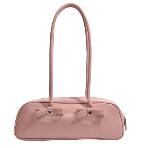 Damen-Umhängetasche, weiches PU-Leder, einfache Clutch, Crossbody-Tasche mit Schleife, Achseltasche, kleine quadratische Tasche für den täglichen Gebrauch, rose von Shntig