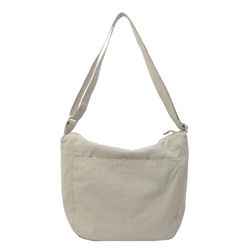 Damen-Umhängetasche aus Nylon, großes Fassungsvermögen, einfarbig, Kuriertasche, beige von Shntig