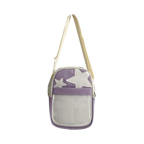 Damen-Umhängetasche mit Sternen, japanischer Stil, Kuriertasche, niedliche Ita-Tasche, Crossbody-Tasche, hellviolett von Shntig