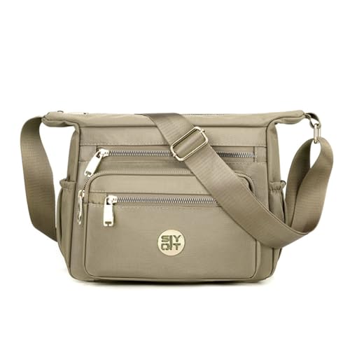 Damen-Umhängetasche mit mehreren Taschen, Nylon, Reisetasche, Kuriertasche, modische Mama-Tasche, kleine lässige Tasche, leichte Umhängetasche, khaki von Shntig