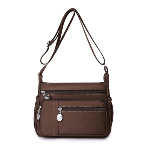 Damen-Umhängetasche mit mehreren Taschen, großes Fassungsvermögen, Reisetasche, Kuriertasche, lässig, leicht, für Mütter, braun von Shntig