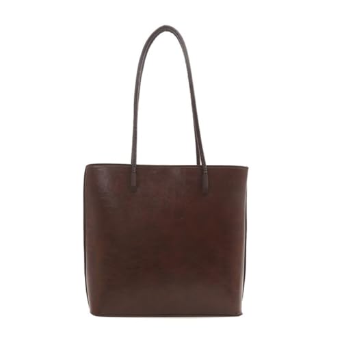 Damentasche mit großem Fassungsvermögen, Einkaufstasche für Mädchen, Schultertasche, koreanischer Stil, Handtasche, modisch, PU-Leder, Unterarmtasche, coffee von Shntig