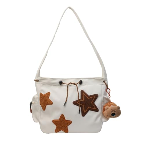 Damentasche mit niedlichem Sternenmuster, Messenger-Tasche, große Kapazität, Umhängetasche, beige, With pendant von Shntig