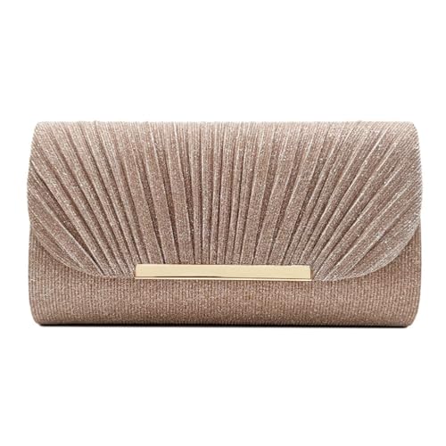 Elegante Abendtasche, Clutch, Geldbörse für Damen, Braut, Hochzeit, Abschlussball, Party, Schultertaschen mit abnehmbarer Kette, champagnerfarben von Shntig