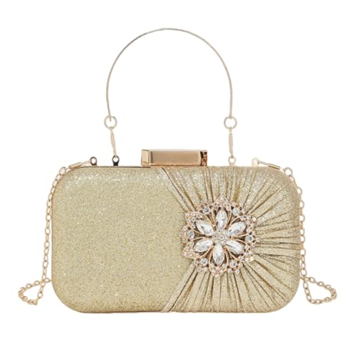 Elegante Abendtasche, Glitzer-Handtasche mit abnehmbarer Kette, Schultertasche, Umhängetasche für Hochzeit, Party, 80915 Gold von Shntig