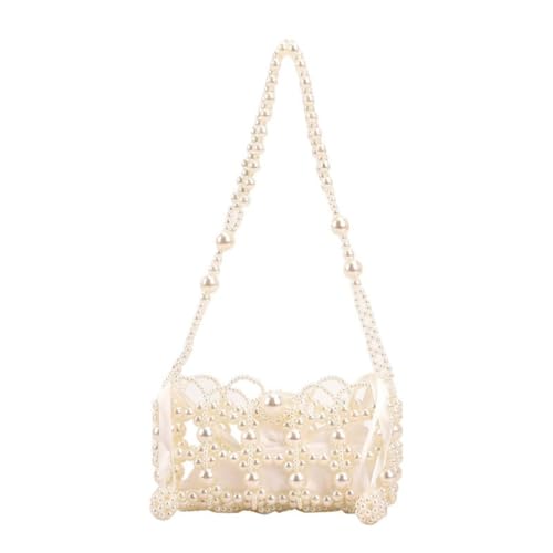 Elegante handgefertigte Abendtasche für Damen, mit Perlen besetzt, Braut-Handtasche, Hochzeit, Party, Netzstoff, Unterarm-Umhängetasche, Langer Schulterriemen von Shntig