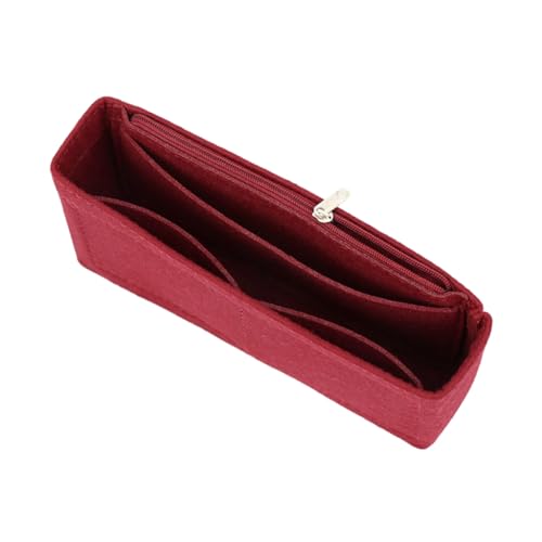 Filzeinsatz Tasche Organizer Multi Pocket Tasche in Tasche Vielseitige Tragetasche Make-up Tasche, burgunderfarben, Zipper style von Shntig
