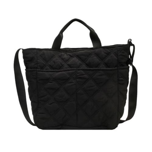 Gesteppte Umhängetasche für Damen, leichte Handtasche, große Kapazität, Crossbody-Taschen, Schwarz von Shntig