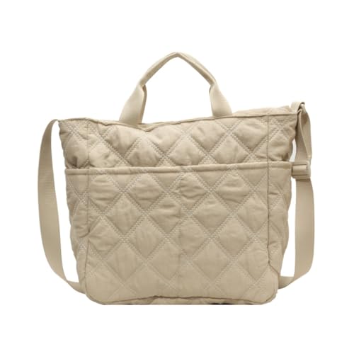 Gesteppte Umhängetasche für Damen, leichte Handtasche, große Kapazität, Crossbody-Taschen, beige von Shntig