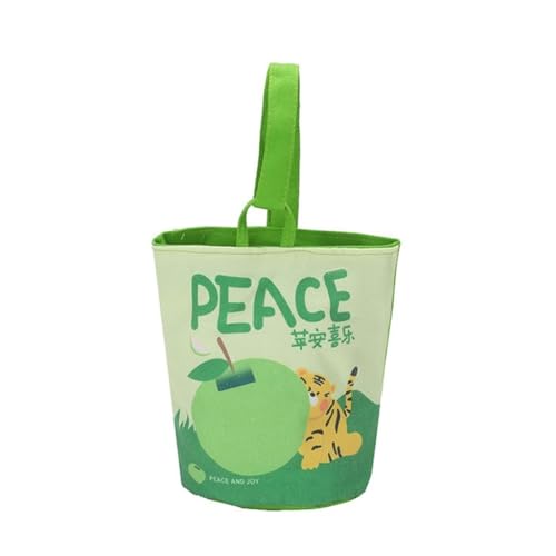 Große Kapazität Canvas Handtasche mit niedlichem Cartoon-Druck koreanischer Stil lässige Eimertasche Geldbörse Schultertasche für Frauen Mädchen, Peace and Joy von Shntig