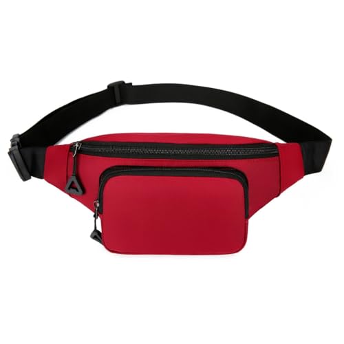 Gürteltasche Hüfttasche mit verstellbarem Gurt Brusttasche praktische Crossbody-Tasche wasserabweisend Hüfttasche für Damen und Herren, Farbe: Rot. von Shntig