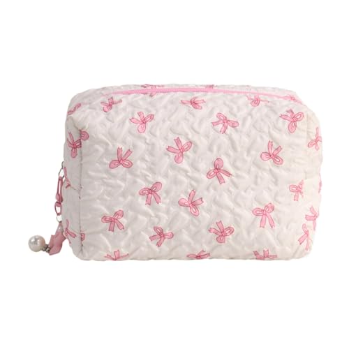 Kosmetiktasche mit großem Fassungsvermögen, ästhetischer Kosmetik-Organizer, Schleifen, Make-up-Tasche, Hautpflege-Organizer für Damen, e von Shntig