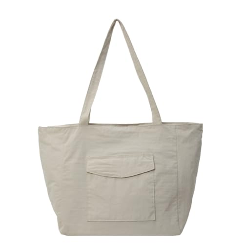 Lässige Damen-Umhängetasche, Schultasche, einfarbig, Nylon, Handtaschen für die Arbeit, beige von Shntig