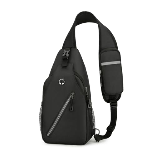 Leichte Brusttasche für Herren, Hüfttasche, Schultertasche, multifunktionale Umhängetasche für Herren, mit mehreren Taschen, Schwarz von Shntig