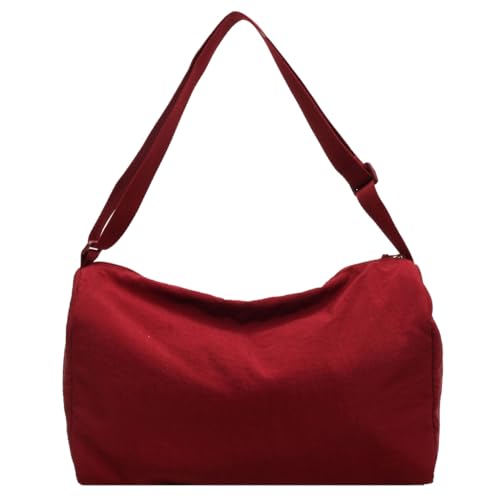 Leichte Nylontasche für Damen, tragbare Umhängetasche mit verstellbarem Riemen, burgunderfarben von Shntig