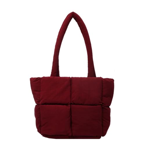 Leichte und tragbare Handtasche für Damen, große Puffertasche, perfekt für Arbeit, Einkaufen und Verabredungen, burgunderfarben von Shntig