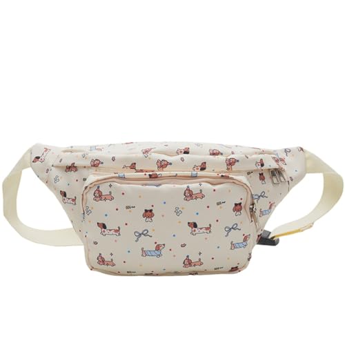 Mehrzweck-Hüfttasche für Damen, Dackel-Motiv, Hüftgürtel, Umhängetasche, Brusttasche mit mehreren Fächern, hellgelb von Shntig