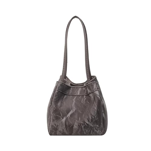 Modische Damen-Handtasche, PU-Leder, einfarbig, Umhängetasche, Eimertasche, Schwarz von Shntig