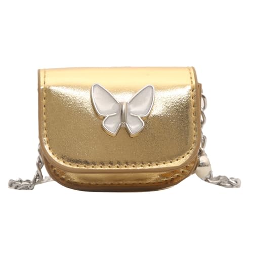 Modische Lippenstift-Tasche für Damen, mit Crossbody-Kette, niedlicher Schmetterlings-Münzgeldbörse, gold von Shntig