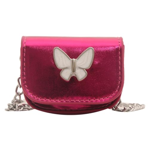 Modische Lippenstift-Tasche für Damen, mit Crossbody-Kette, niedlicher Schmetterlings-Münzgeldbörse, hot pink von Shntig