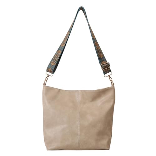 Modische Umhängetasche, PU-Leder, Umhängetasche, große Umhängetasche, Eimertasche für Damen, Dating, Reisen, Arbeit, khaki von Shntig