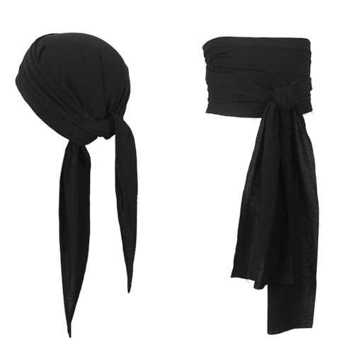 Piraten-Stirnbänder und Taillengürtel, Piraten-Kopftuch, mittelalterliche große Schärpe, Piraten-Bandana, Halloween-Piraten-Zubehör-Set, Mittelalter-Renaissancen, Piraten-Bandana & Schärpe, Gürtel, von Shntig