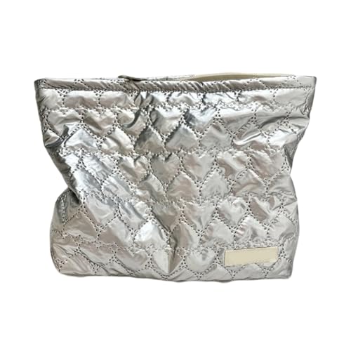Reise-Kosmetiktasche, große Kapazität, Make-up-Tasche mit Reißverschluss, süße Kulturbeutel, Handtasche, Make-up-Zubehör, Organizer, Geschenke, Love Silver von Shntig