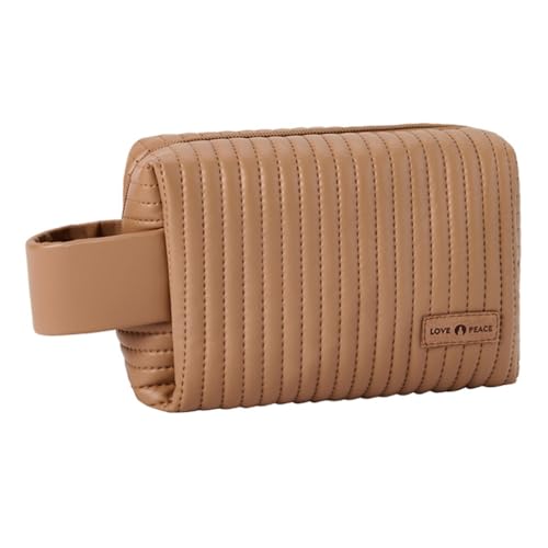 Reise-Make-up-Tasche, große Öffnung, Make-up-Tasche, Reise-Kosmetiktasche, tragbare Kulturtasche für Damen und Mädchen, mokkabraun von Shntig