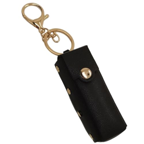 Schlüsselanhänger Ledertasche Chapstick Anhänger für Frauen Tragbares Lippenetui für Reiserucksack, Schwarz , M von Shntig