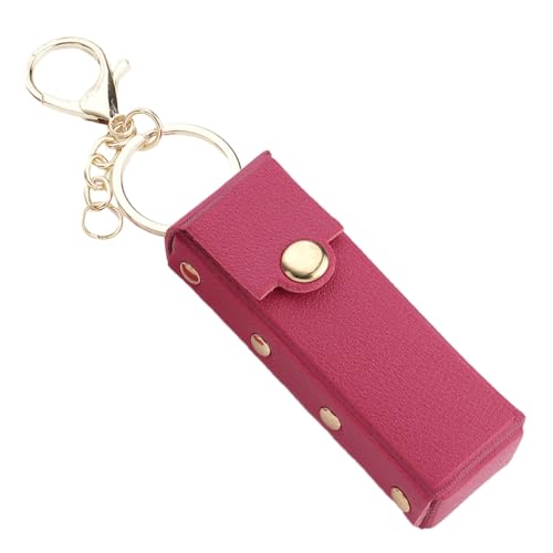 Schlüsselanhänger Ledertasche Chapstick Anhänger für Frauen Tragbares Lippenetui für Reiserucksack, rosarot, M von Shntig