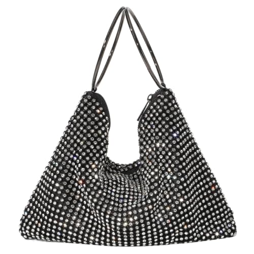 Shntig Damen Tasche Ringe Abend Clutch Tasche Brauttasche Strass Clutch Tasche für Party, Schwarz von Shntig