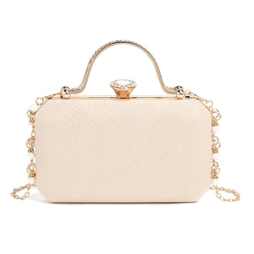 Shntig Damen-Umhängetasche, Abendtasche, Clutch, Kettenriemen, Abendtasche, Kosmetiktasche, champagnerfarben von Shntig