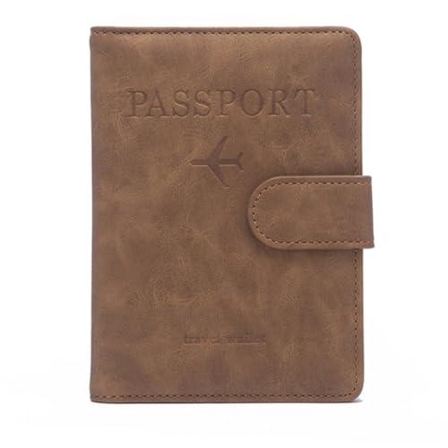 Shntig Halter Reisebrieftasche mit Blockieretui Organizer PU Leder Reisezubehör für Männer Frauen, braun von Shntig